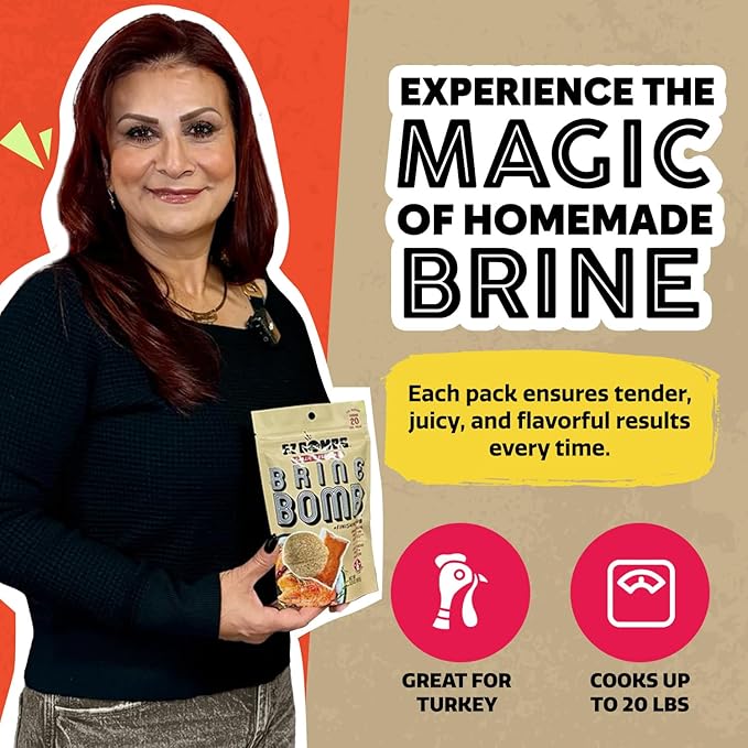 EZ Bombs Garlic Rosemary Brine Bomb Seasoning with Finishing Rub, Pack of 1 – All-in-One Turkey Brine Kit for Juicy, Flavorful Meat – Perfect for Turkey, Chicken, Pork, and Beef – Brines Up to 20 lbs