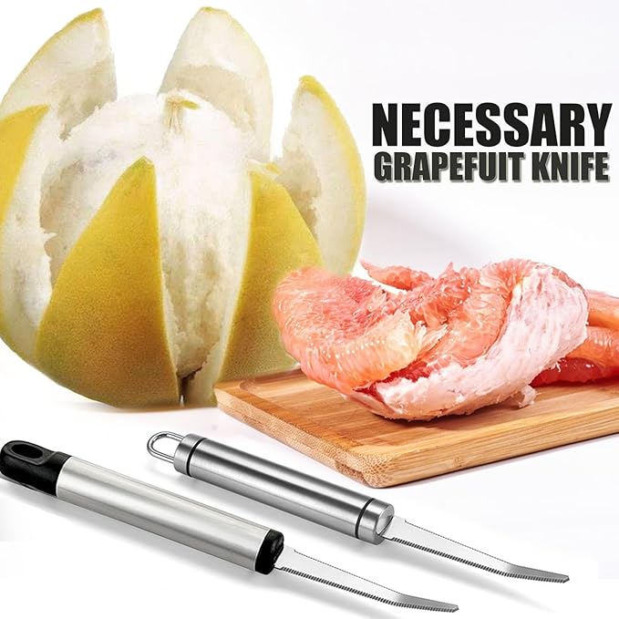 Grapefruit Spoon Knife Serrated Edge Stainless Steel Fruit Knife Grapefruit Utensils Tool Dessert Spoons for Citrus Lemon Kiwi Melon Pitaya Apple Fruit Puree