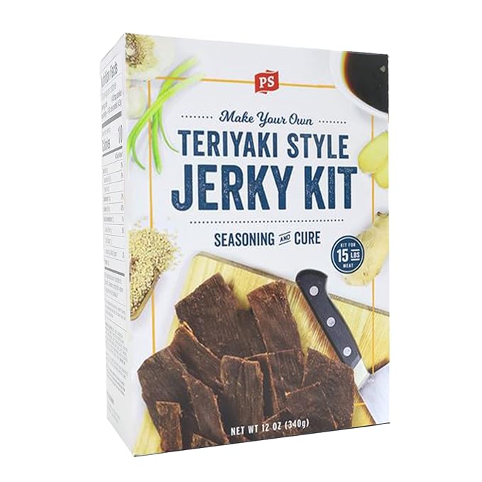 PS Seasoning Jerky Seasoning and Cure Kit (Teriyaki) - Award-Winning DIY Beef Jerky Making Kit with Seasoning Mix & Cure - Oven, Smoker, Dehydrator - Great for Beef, Turkey, Venison, Wild Game