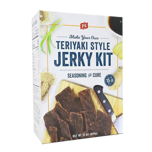 PS Seasoning Jerky Seasoning and Cure Kit (Teriyaki) - Award-Winning DIY Beef Jerky Making Kit with Seasoning Mix & Cure - Oven, Smoker, Dehydrator - Great for Beef, Turkey, Venison, Wild Game