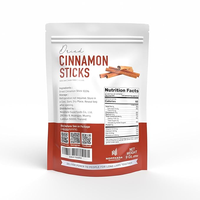 Homtiem Organic Dried Cinnamon Sticks 9 Oz (255 Gram), Non-GMO, Vegan, For Desserts or Cooking, Natural aromatic, Adds flavor