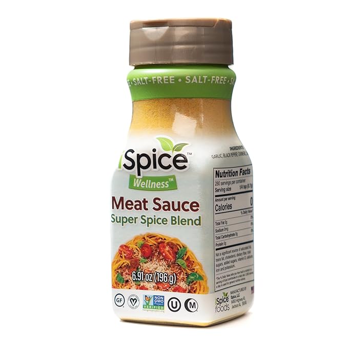 iSpice - Salt-Free | Sugar free | 100% Fat Free Pure Wellness Meat Sauce Seasoning Blend | All Natural | Ready to use as is | No preparation is necessary
