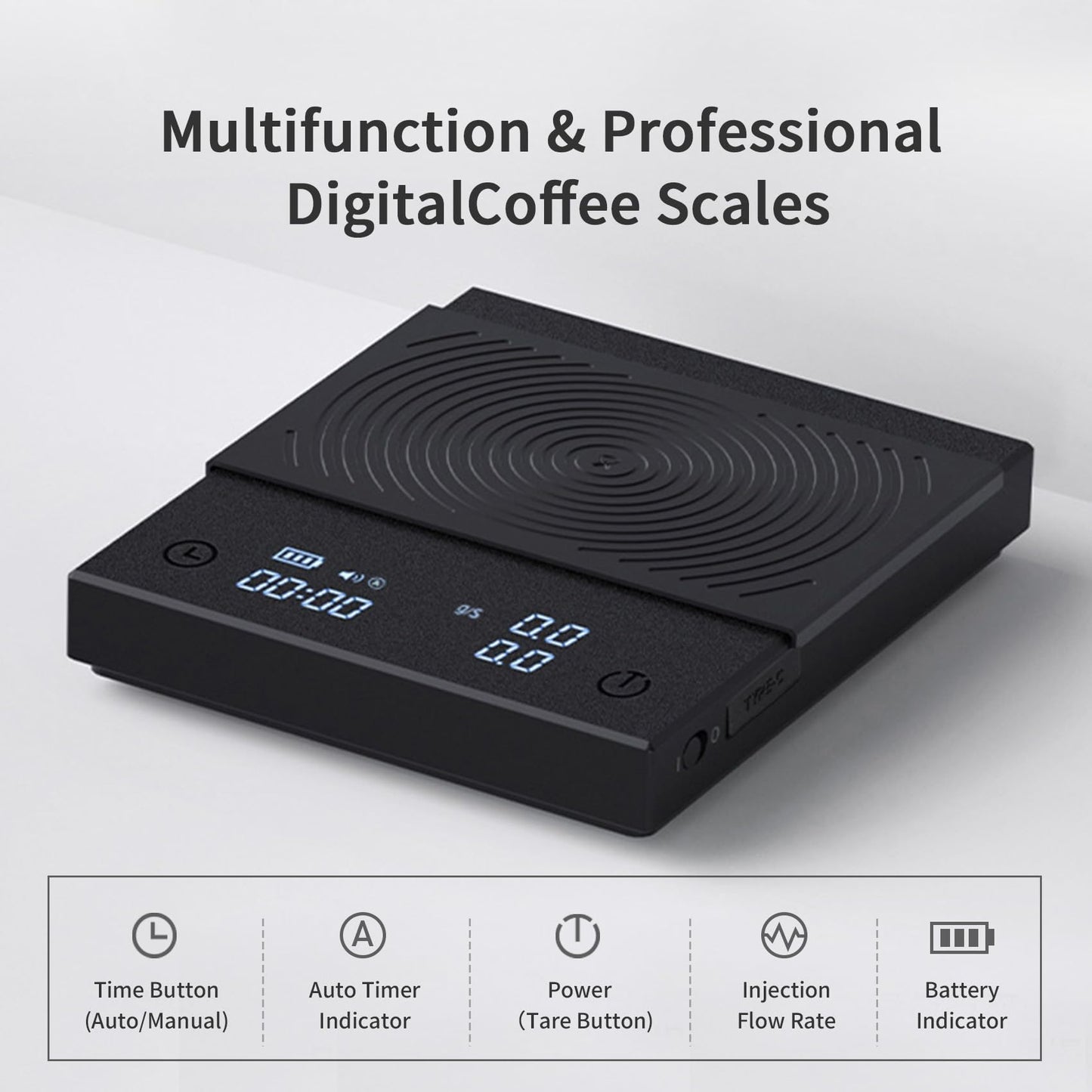 TIMEMORE Coffee Scale Basic 2.0 Electronic Espresso Scale with Water Flow Rate and Timer Function