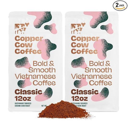Copper Cow Premium Vietnamese Ground Coffee, 24 OZ | Classic Black Coffee | Dark Roast | Vietnamese Coffee
