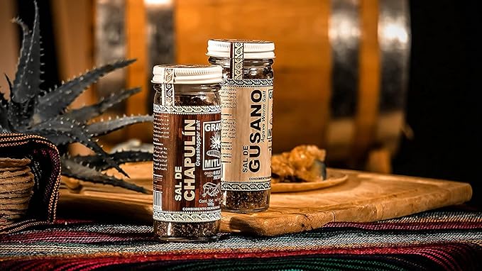 Gran Mitla Mezcal Gift Set : Agave Worm Salt and Grasshopper Salt with 2 mezcal glasses