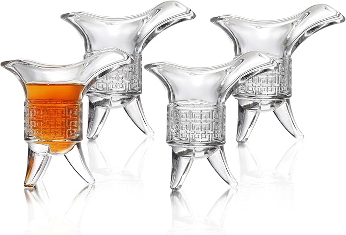 Soju Tequila Shot Glasses (Set of 4) – Retro Emperor Style Shot Glass - Soju Whiskey Tequila Baijiu - Perfect for Parties, Bars, Events, Home Bar