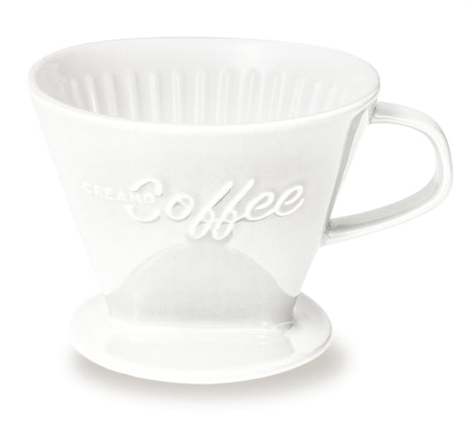 Creano XXL Porcelain Coffee Dripper White - Ceramic Cone Brewer - Pour Over Coffee Maker - Filter