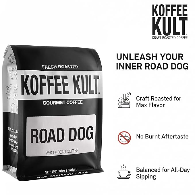 Koffee Kult Road Dog Dark Roast Coffee Beans (whole bean, 12oz)