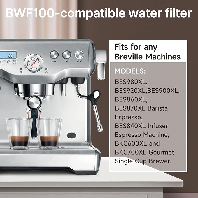 ICEPURE Coffee Machine Water Filter Replacement for Breville BWF100 BWF100NA BES980XL BES920XL BES900XL BES860XL BES870XL Barista Espresso, BES840XL BKC600XL BKC700XL, 24PACK