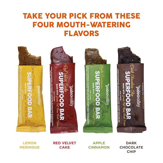 Paleovalley Superfood Bars ??Lemon Meringue??10 Pack ??9g Protein per Bar ??Gluten-Free, Grain-Free, Paleo, Non-GMO ??On-the-Go Snack