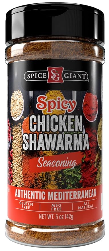 Spicy Chicken Shawarma Seasoning 5 oz | Shawarma Spice Blend | All Purpose, All Natural, Authentic Mediterranean Blend, Middle Eastern. Spice Giant