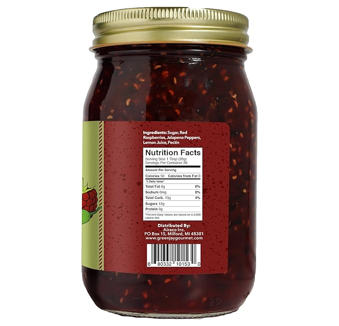 Green Jay Gourmet Spicy Jam Variety Pack - All-Natural Raspberry Jalapeno Jam, Strawberry Jalapeno Jam, Blackberry Jalapeno Jam - Vegan, Gluten-free Jam - No Preservatives - USA Made - 3 x 20 Ounces