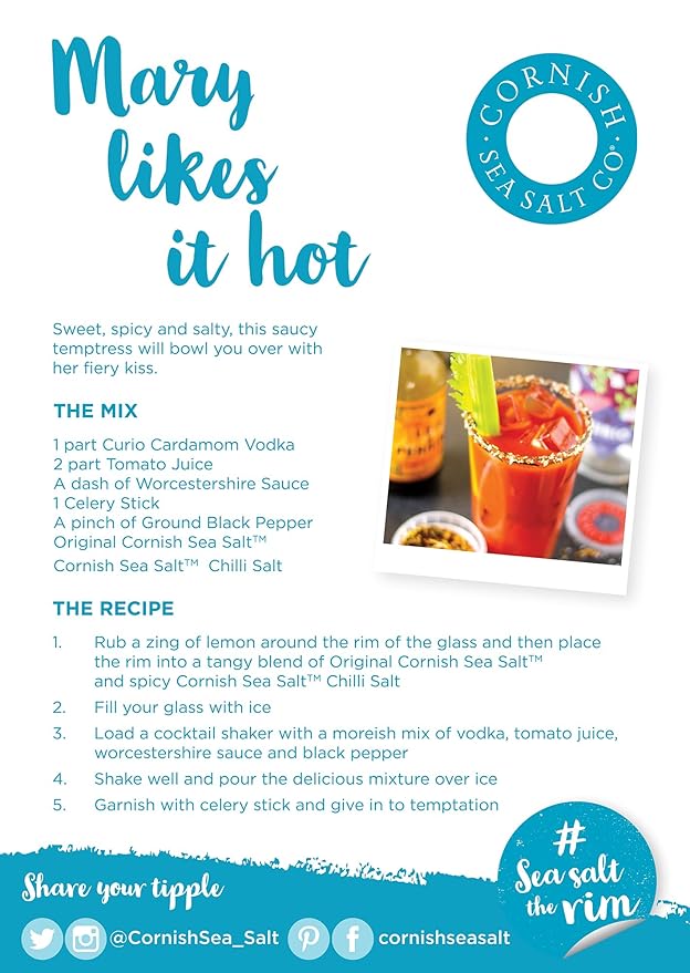 Cornish Sea Salt Chili Hit Seasoning | Cooking & Hydration | Hand-Harvested in Celtic Waters | 1.8 oz Resealable Tub (Pack of 2)