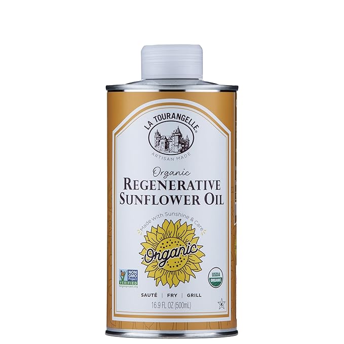La Tourangelle, Organic Regenerative Sunflower Oil, High Heat Cooking and Skin Care Oil, Sustainable, Non-GMO, 16.9 fl oz