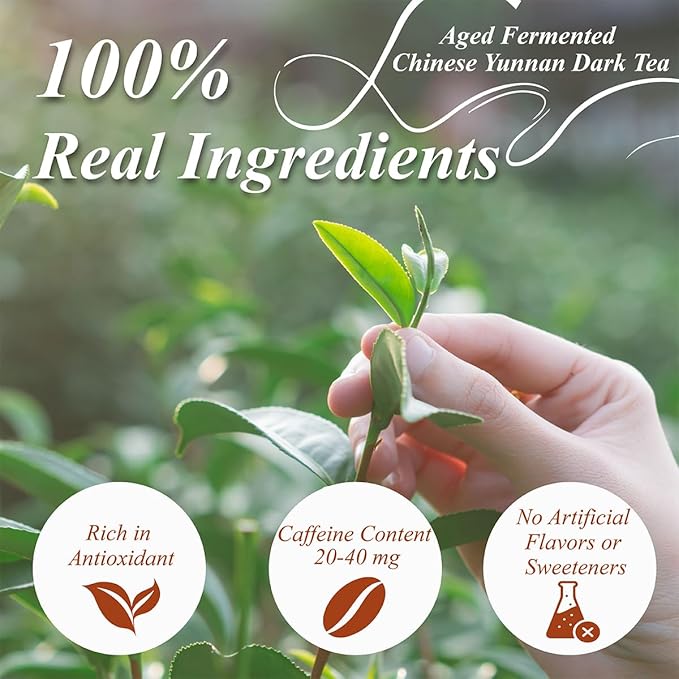 WT WEETEE Emperor's Pu-erh Tea Bags 100 Count, Aged Fermented Yunnan Dark Tea, Mellow & Smooth, Caffeinated
