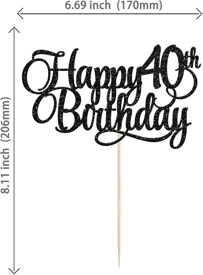 1 Pack Happy 40th Birthday Cake Topper Gold Glitter Number 40 Forty Years Old Birthday Cake Pick Decoration For 40th Birthday Celebrating Anniversary Party Supplies