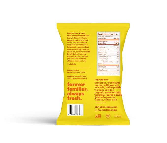 Christie's Chips Nacho Inferno - Super Natural Potato Chips with Spicy Nacho Cheese Flavor - Bold Heat and Cheesy Goodness - The Perfect Party Snack for Heat Seekers - 5 oz - 6 pack