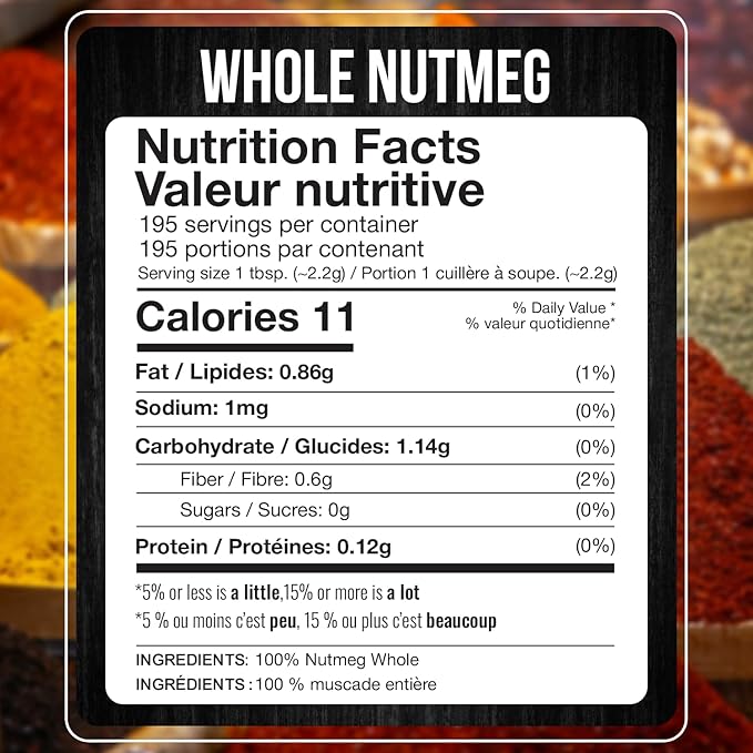 Fresh Finest Whole Nutmeg 15.16oz - Premium Quality Whole Nutmeg - All-Natural, Non-GMO, Gluten-Free, Kosher - Perfect for Baking, Cooking, and Desserts