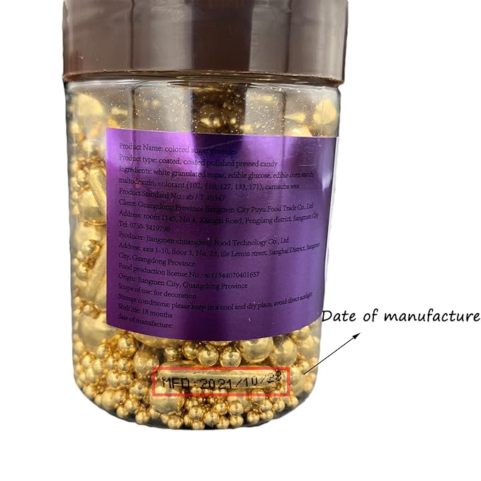 Sprinkles Gold Pearl Sugar Candy Mix Size, Nut Free, Baking Cake Decorations Cupcake Toppers Cookie Decorating Ice Cream Celebrations Shaker Jar Wedding Shower Party (120g/4.2oz竊?,<div>