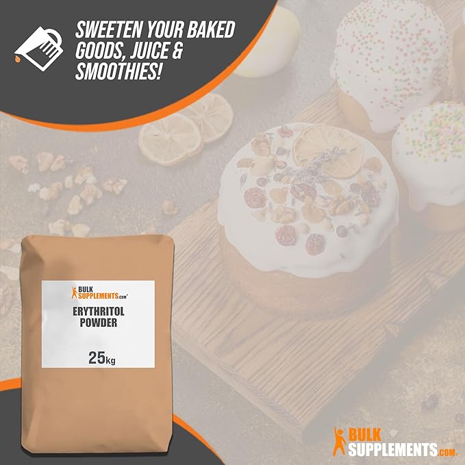 BulkSupplements.com Erythritol Powder - Erythritol Sweetener. Sugar Substitute - Zero Calorie Sweetener, Granular & Gluten Free, 4g of per Serving, 25kg (55 lbs) (Pack of 1)