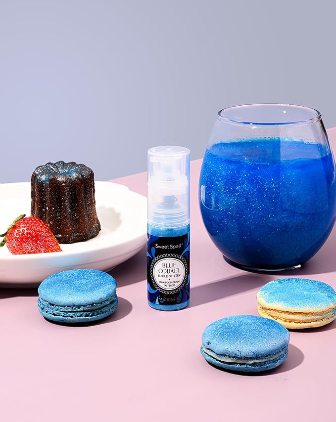 Sweet Spell Edible Cake Glitter Spray ??Shimmering Magic for Cakes Decorating & Cocktails ??100% Edible, Food-Grade, Vegan, Gluten-Free (Blue)