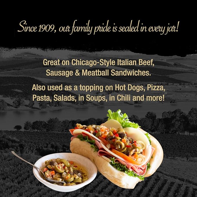 Enrico Formella Mild Muffuletta Salad - Gluten Free Italian Olive Mix - New Orleans Style Sandwich Spread (56oz)