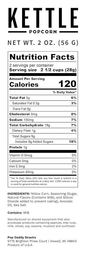 Pop Daddy Flavored Popcorn Gourmet, Kettle Flavor Popped Popcorn, Hand Seasoned Ruby Red Kernels, Gluten Free Healthy Popcorn Snacks, 6.4oz Individual Bags, 3 Pack