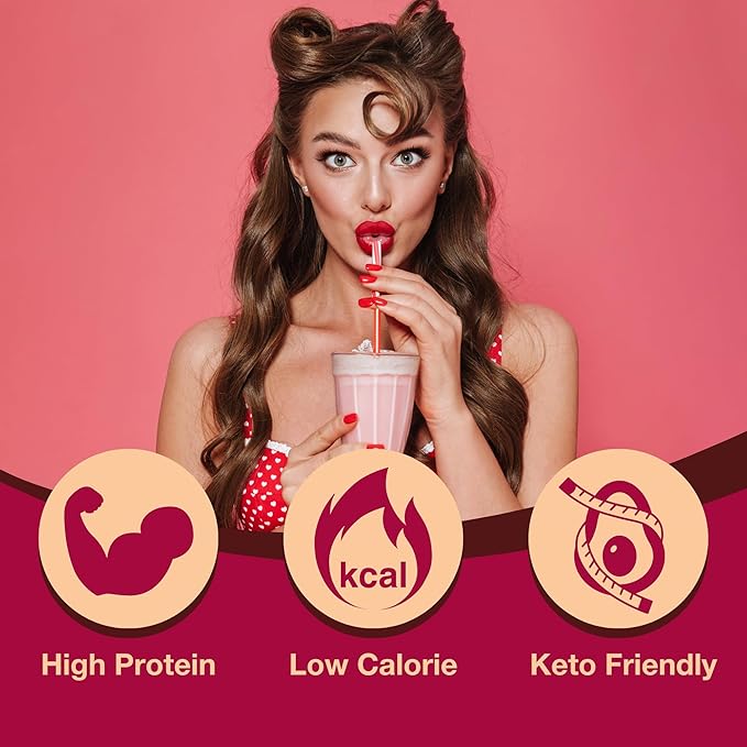 ProtiDiet Meal Replacement High Protein Shake Mix - Berries and Cream - 7 Pouches - Delicious Smoothie Mix with 15g Protein and Low Sugar - 100 Calorie Protein Shake Meal Replacement