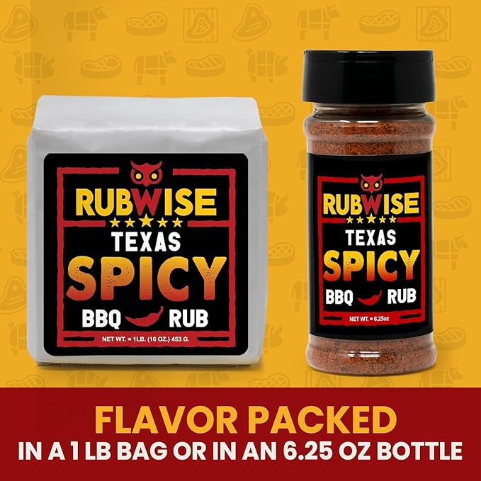 Spicy BBQ Rub by RubWise, Texas Style Brisket Rub All Natural Dry BBQ Rub for Smoking & Grilling, No MSG, 6.25oz