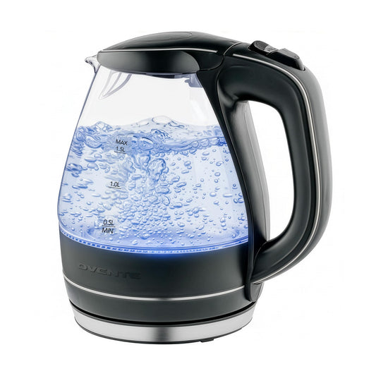 OVENTE 1.5L Glass Electric Kettle Water Boiler, Black KG83B