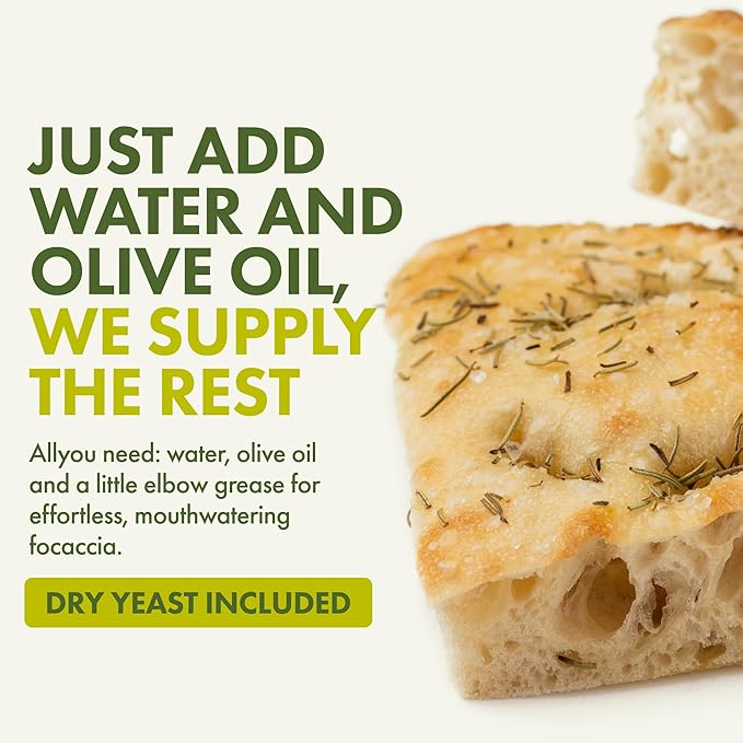 Let???Bake Bread Organic Focaccia Baking Mix - Soft, Flavorful Italian Bread at Home - USDA Organic, Non-GMO, No Additives, Easy Home Baking, Golden Crust, Fluffy Texture - 17.64 oz (1 Pack)