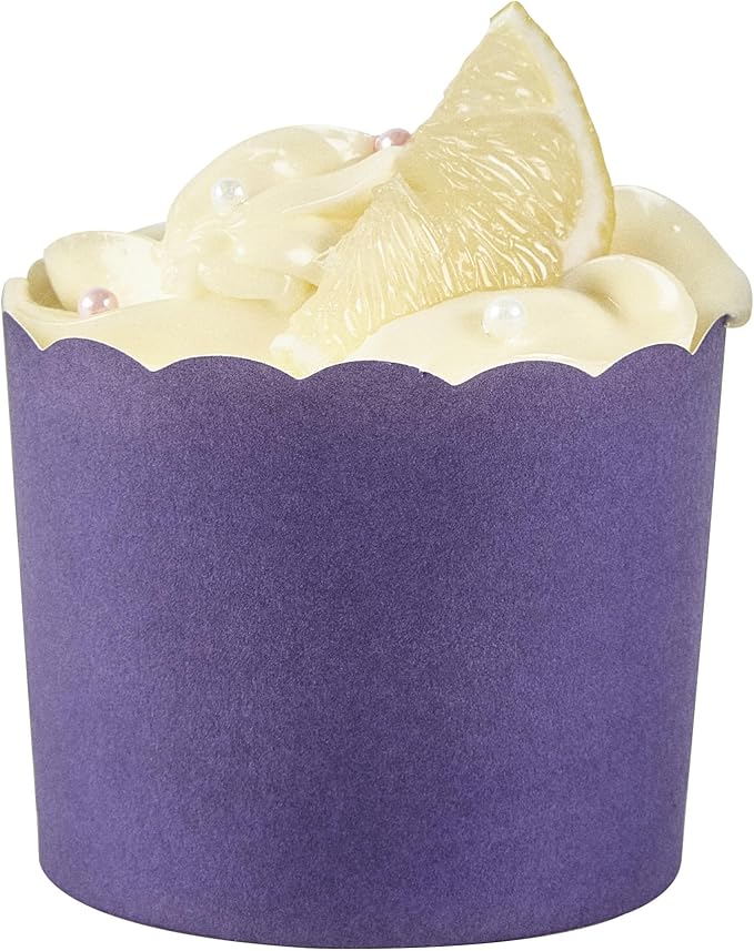 Panificio 6 Ounce Cupcake Wrappers, 200 Scalloped Baking Cups - Oven-Ready, Greaseproof, Purple Paper Cupcake Liners, Disposable, For Birthdays, Baby Showers, Or Weddings - Restaurantware