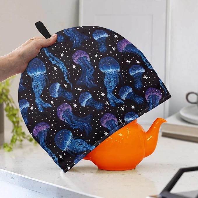 Glowing Jellyfish Tea Cozies Butterfly Tea Cozy for Teapot Insulated Stars Teapot Cozy Home Decor Tea Cosy for Teapot Kettle Kitchen Dust Cover