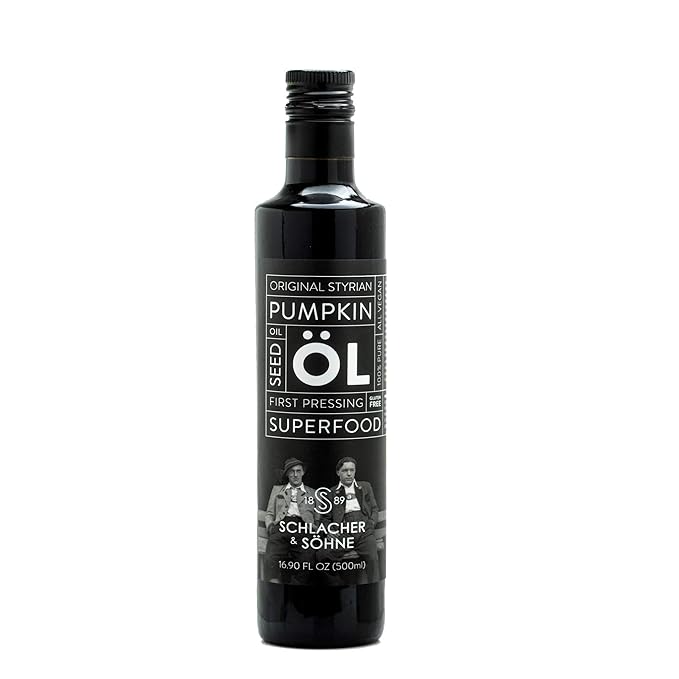 Schlacher & S철hne Styrian Pumpkin Seed Oil: 100% Pure, Cold Pressed, Non GMO, Gluten Free, Vegan, May Helps in Hair Growth, Made in Austria (500 ml, 16.9 FL OZ)
