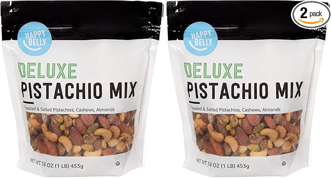 Amazon Brand - Happy Belly Deluxe Pistachio Mix, 1 pound (Pack of 2)