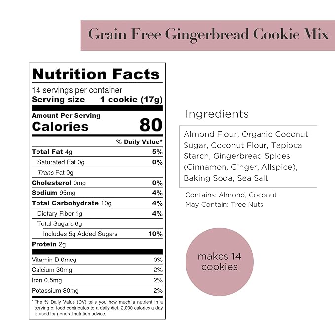 Stellar Eats Grain-Free Gingerbread Cookie Baking Mix | Gluten-Free, Dairy-Free, Plant-Based, Paleo-Friendly | Sweetened with Coconut Sugar | Almond Flour-Based | Non-GMO, Kosher | 8.5 oz | 1 Pack