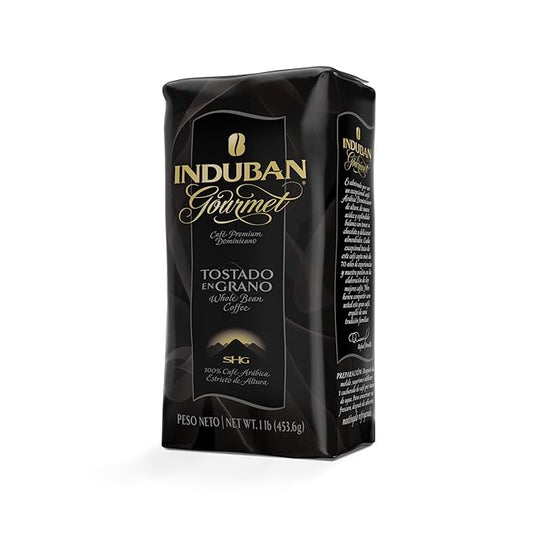 Induban Gourmet, 16 oz Bag, Whole Bean Coffee, Medium Roast - Premium 100% Arabica Coffee from the Dominican Republic (Pack of 1)