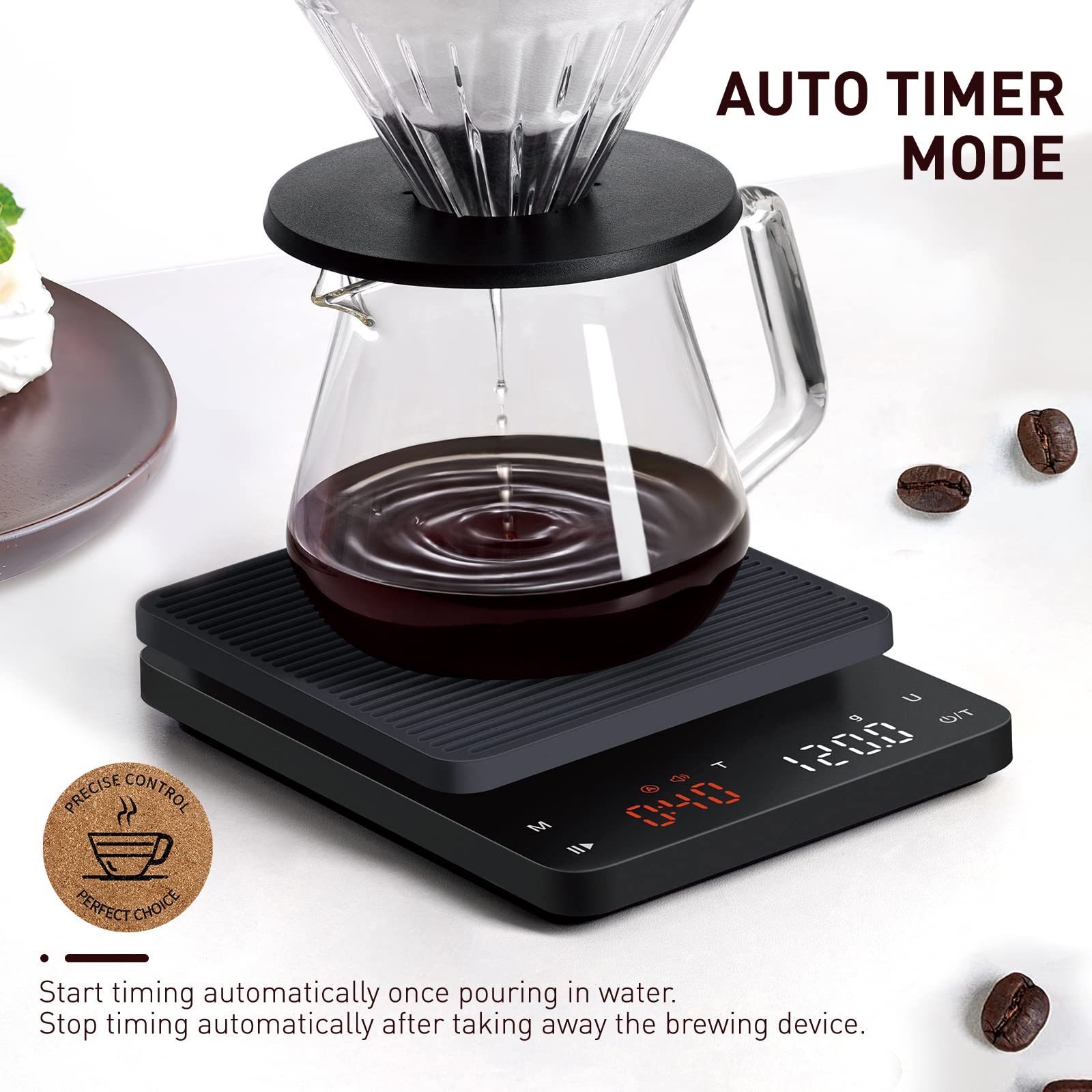 BAGAIL Coffee Scale with Timer, 0.1g/3kg Precision
