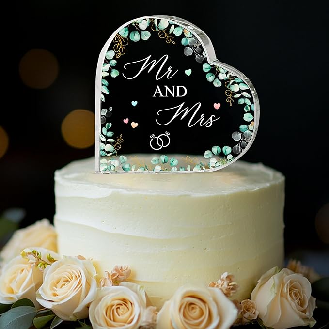 Wedding Acrylic Cake Toppers, Bride And Groom Cake Topper, Mr And Mrs Cake Topper, Anniversary Decorations (Wedding gift)