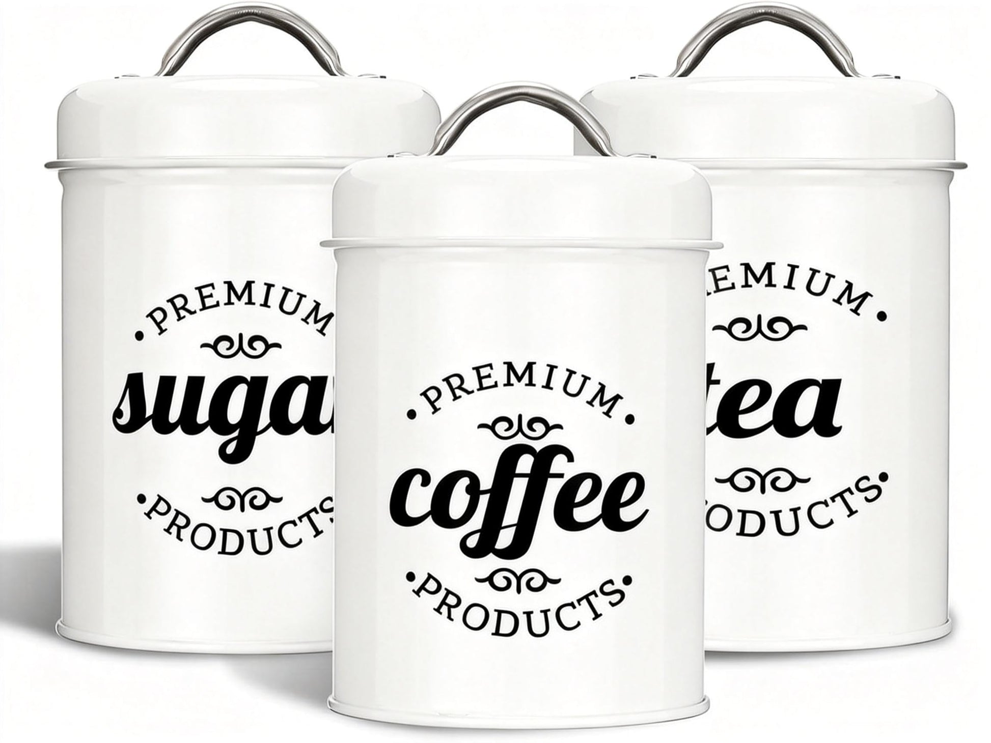 Dxlac 3 Piece Food Jars Canisters Sets, Airtight Coffee Container, Tea Organizer, And Sugar