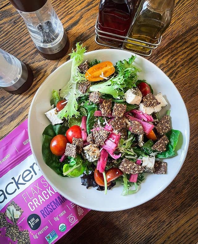 Flackers Organic Rosemary Flaxseed Crackers, 5 Ounce 6-Pack, Gluten Free, Non GMO, Vegan, Keto Snack, 9 Grams Fiber, 1 Net Carb