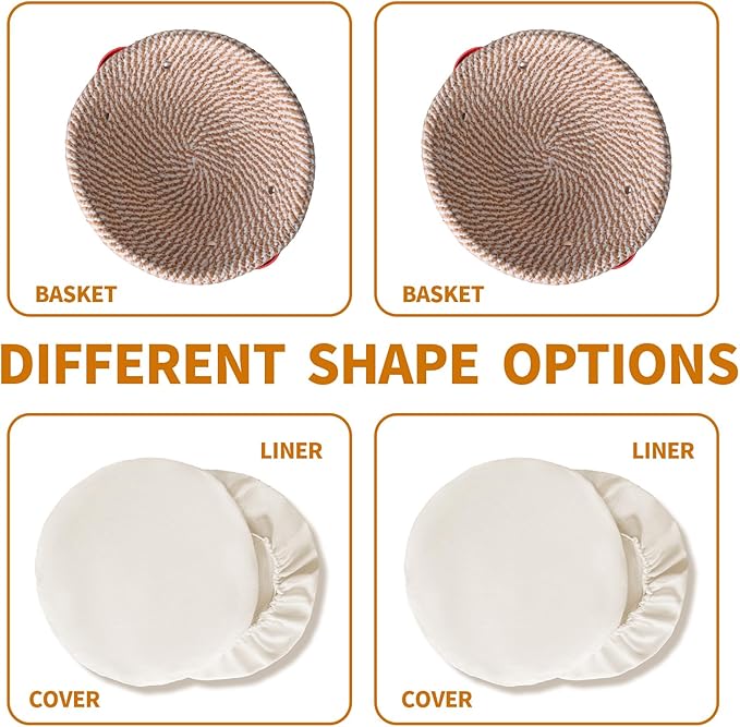 Cotton Rope Banneton Bread Proofing Basket Setï¼? Pack Round Proofing Baskets For Sourdough Bread Baking Bowls with Liners,sourdough proofing basket For Homemade Bread