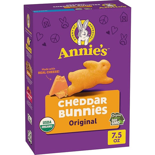 Annie's Organic Cheddar Bunnies Baked Snack Crackers, Original, 7.5 oz