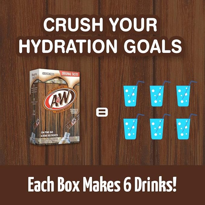 A&W, Root Beer ??Powder Drink Mix - (12 boxes, 72 sticks) ??Sugar Free & Delicious, Makes 72 flavored water beverages