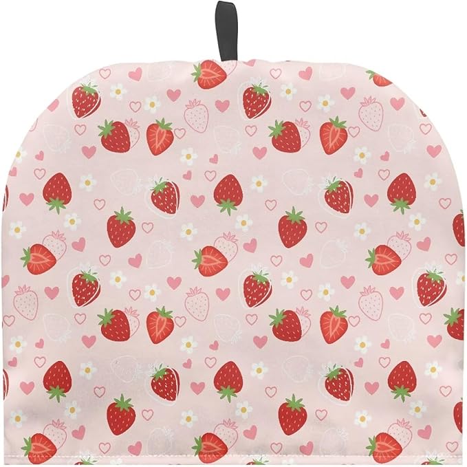 Tea Pot Cover Red Strawberry Print Teapots Cosy Insulated Tea Cozies Home Kitchen Decoration Teapot Dust Cover Warming Tea Kettle Quilt Creative Gifts for Party