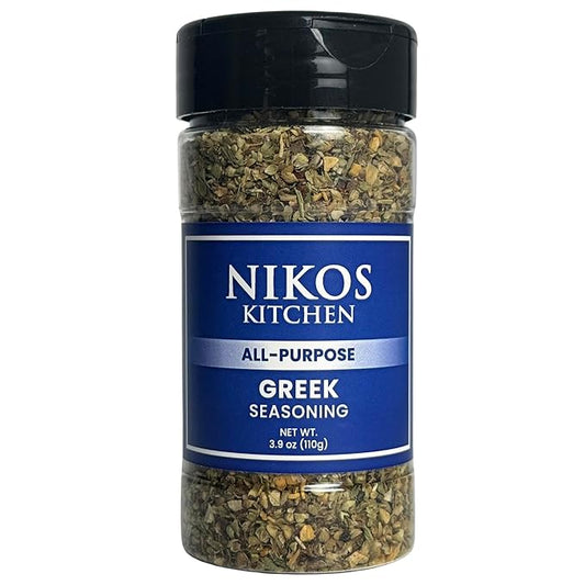 Nikos Kitchen All Purpose Greek Seasoning Blend - Mediterranean Spice Mix for Chicken, Lamb, Gyro, Greek Salad, Potatoes, Fish and Vegetables - NO MSG - 3.9oz