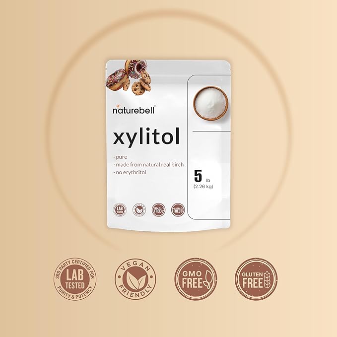 NatureBell Xylitol Sweetener, 5lbs | Natural Birch Crystal Source ??1:1 Sugar Substitute ??Sweet Flavor with No Erythritol ??Low Calorie & Glycemic Impact ??Sugar Free, No Aftertaste, Non-GMO