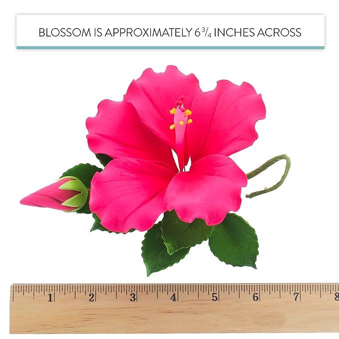 Global Sugar Art Hibiscus Sugar Cake Flowers Spray, Hot Pink Hawaiian Cake Flower Large, 1 Count by Chef Alan Tetreault