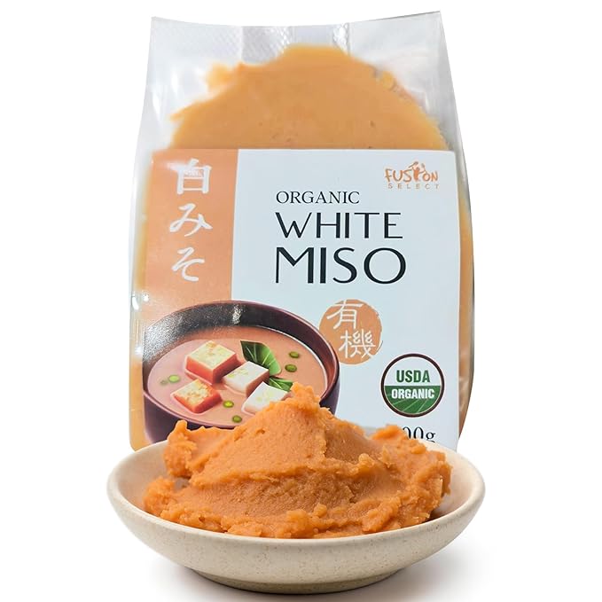 Fusion Select 900g Organic White Miso Paste - Made of Fermented Soy Bean & Rice - Savory Japanese Seasoning For Cooking Soup Base, Broth, Stew, Salad Dressing, Sauce, Marinade, Ramen
