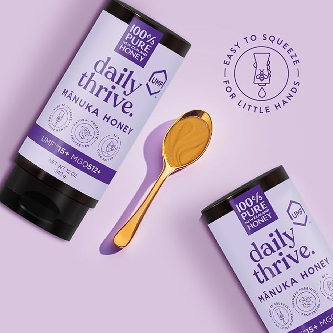 100% Pure New Zealand Honey UMF 15+ MGO 512+ Squeezy Manuka Honey Raw & Unfiltered Certified Award Winning Silky Smooth Taste & Texture 12 Oz